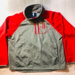 NBA Houston Rockets GIII Jacket Red Carl Banks Half Zip Youth Boys Sz Small